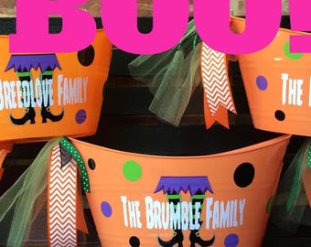 Personalized Halloween Tub - Halloween Bucket - Halloween Candy Pail - Candy Holder - Trick Or Treat Bucket - Personalized Bucket
