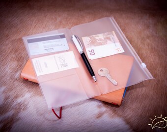 Plastic Zip folder Midori Traveler's Notebook, Zipper pocket Fauxdori refill, card pocket, transparent fauxdori inserts, Credit Card Holder
