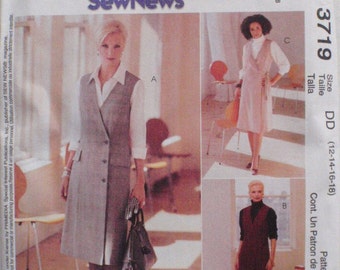 Easy Jumper and Shirt Sewing Pattern For Misses and Misses Petite - Sew News for McCall's 3719 - Sizes 12-14-16-18 Bust 34 - 40, Uncut