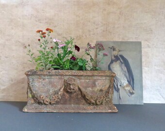 Antique Italian Terra Cotta Planter from Tuscany, Victorian Planter Decorated with Mythical Face, c. 1900
