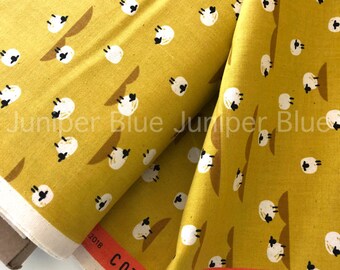 Sheep Mustard- Panorama Collection, Cotton + Steel, Quilting Weight Cotton