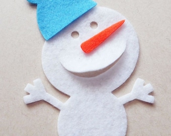 Christmas ornaments, Felt Snowmen Small, make your own Christmas ornaments, felt supplies, Scrapbook Embellishments, Craft supplies
