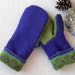 Toasty Mittens sewn with Upcycled Wool and Polar Fleece Linings- Size Medium