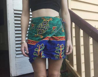 vintage print wrap skirt