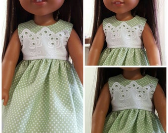Lace and Polka Dots Dress for Wellie Wishers Dolls