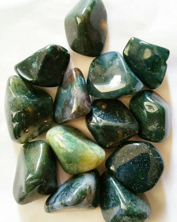 Tumbled GREEN MOSS AGATE Gemstone Healing Crystals