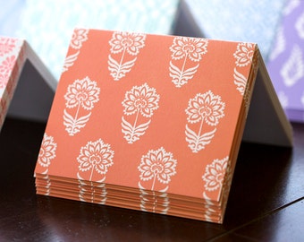 Red Indian Flower Letterpress Card Set