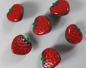 Red Strawberry Novelty Buttons