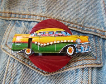 OOAK Vintage Automoblie Tin Whistle Pin