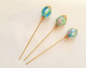 Floral Glass Stick/Hijab/Hat/Lapel Pin