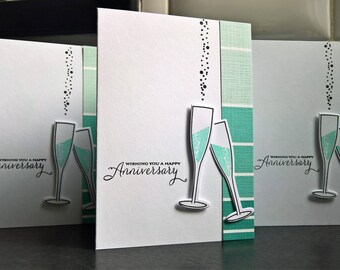 Happy Anniversary Card, Anniversary Greeting Card, Raise a Toast, Champagne Card, Congratulations Card, Cheers Card