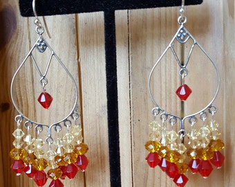 Autumn Fire Sterling Silver Chandelier Earrings with Swarovski Crystals