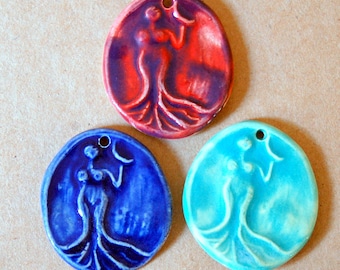 3 Handmade ceramic beads - Venus Beads - Goddess Pendant beads