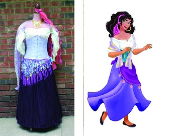 Fortune Teller, Gypsy, Esmeralda Costume, 8-Piece Set, Adult Size Medium