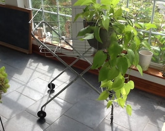 Vintage Laundry Cart /Metal Cart /Garden Cart /Rolling Cart /Metal Basket / Farmhouse Clothesline Basket