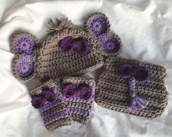Tenue Bébé éléphant Crochetée Main - 0 à 3 Mois - Idéale Cadeau Naissance Fait Main