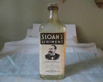 Vintage Sloan's Liniment Bottle Dr Earl S Sloan Standard Laboratories Inc Collectible Clear Glass Bottle Old Medical Bottle F946