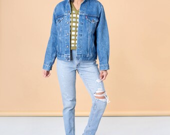 LEVIS denim JACKET jean vintage OVERSIZE 90S women woman levi / Small Medium / coats