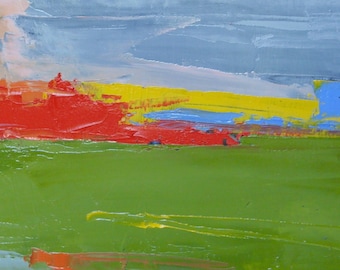 ABSTRACT RED, ANGLESEY. Original Oil Painting, on panel.