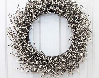 STORM DOOR Decor - Spring Wreath - Farmhouse Wreath - Ivory Berry Wreath - Wedding Wreath - Rustic Wreaths - Front Door Wreath Mother's Day