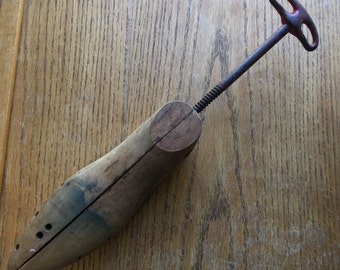 Vintage Wood and Metal Shoe Cobbler Form for Shoe Making