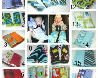 Padded seat belt strap cover reversible / Car seat and stroller seat belt cover