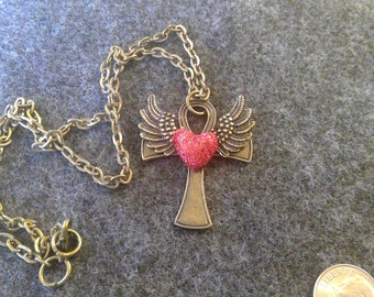 Necklace - Cross with Red Heart