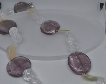 Rock crystal, mother of pearl, and glass beads