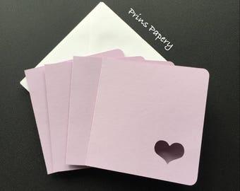 Heart Mini Notecards Lavender with Envelopes 8