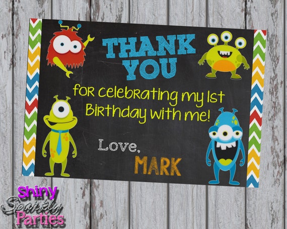 Printable MONSTER THANK YOU Card Little Monster Thank You