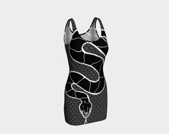 Womans black goth punk snake dress