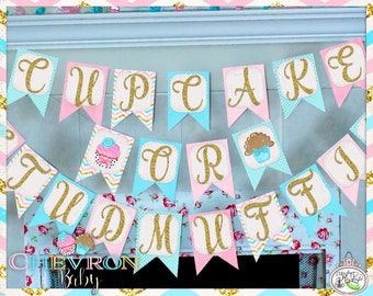 Chevron Baby-Cupcake or Stud Muffin Banner-Party Printables-Plain & Theme-Gender Reveal-Baby Shower-DIY-Instant Download-Digital Decorations