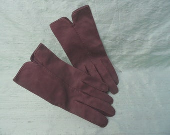 Brown cotton wrist length gloves / vintage short brown gloves / size 6