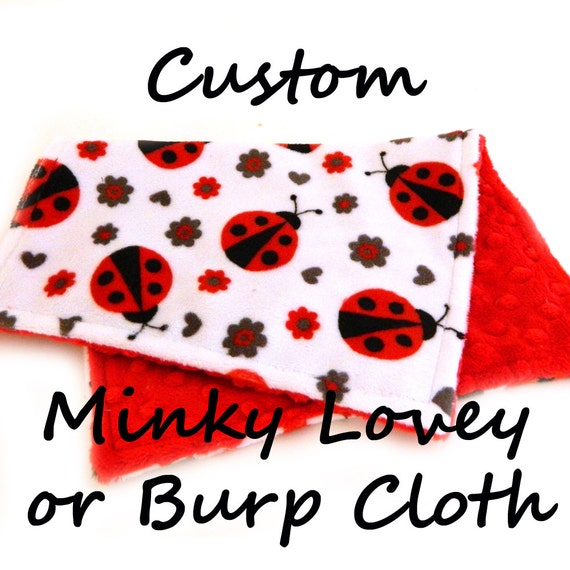 Minky Baby Lovey, Custom Baby Blanket, Personalized Baby Blanket, You choose - Burp Cloth, Baby Shower Gift, security blanket, baby gift