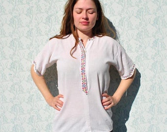 Embroidered shirt, embroidered blouse, embroidered top, folk blouse, ethnic blouse, embroidered gauze blouse