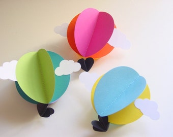 Hot Air Balloon Decorations - Travel Theme Baby Shower Decoration - Hot Air Balloon Mobile- Travel Theme Nursery - Rainbow Baby Mobile