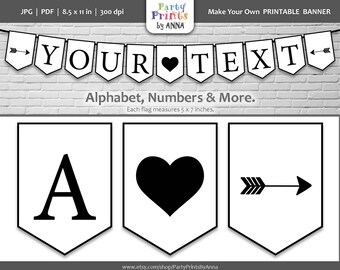 Printable Banner Letters Black and White Letters Make your