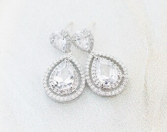Statement Bridal Earrings, Wedding Earrings, CZ Earrings, Wedding Jewellery