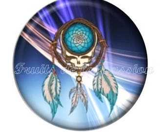 1 cabochon 30mm vintage, round glass, dream catcher, blue