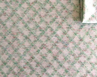 Vintage Fabric 70's Cotton/Polyester, White, Green, Diamond, Material, Textiles (1.8 Yards)