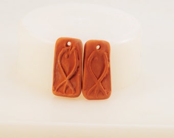 Terracotta earrings beads, primitive beads,fish earrings, Zodiak beads, Pisces beads, ceramic beads for jewelry making, pottery tribal beads