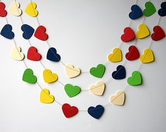 Valentines Day Decor, Nursery decor, Rainbow garland, Heart garland, Paper Heart garland, Kid's room decor, Heart banner, KCO-3023