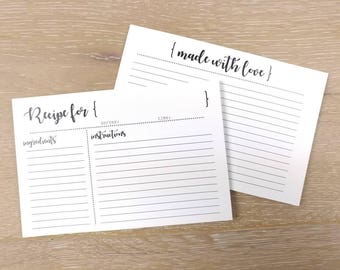 Recipe Cards {Sets of 25}, 4x6 Recipe Cards, Made With Love