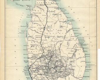 1909 Sri Lanka (Ceylon) Antique Map