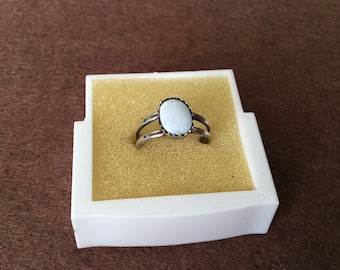 Vintage small white opal ring