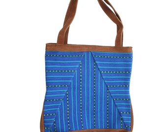 Blue camel suede bag