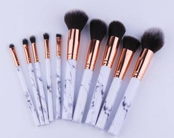 10 pcs Professional Makeup Brushes Marbling Handle Eye Shadow Eyebrow Lip Eye Make-Up Brush Cosmetic Tools, 1supply.etsy.com