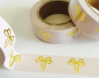 Pink and Gold Foil Bows Washi Tape