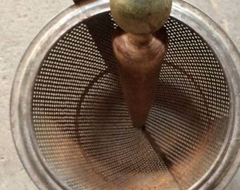 Old Chinois Sieve/Strainer with Stand and Wood Pestle