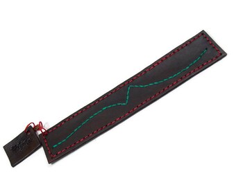 Bookmark, leather bookmark, brown bookmark, embroidered bookmark, dark brown bookmark